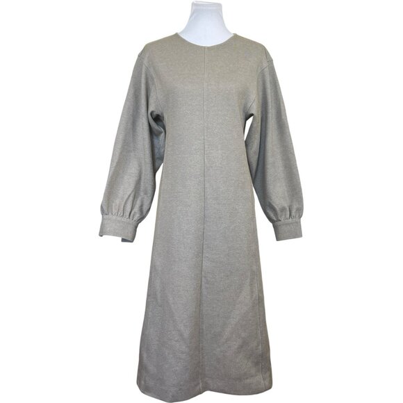 Uniqlo U x Lemaire Jersey Long-Sleeve Dress S Small Puff Sleeve Missing Belt - Picture 2 of 8